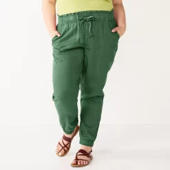 Juniors' Plus Size SO® High Rise Paperbag Jogger Pants -Cheap SO Store 3784612 Explorer Green