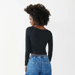 Juniors' SO® Long Sleeve Cropped Scoopneck Top -Cheap SO Store 5023598 ALT