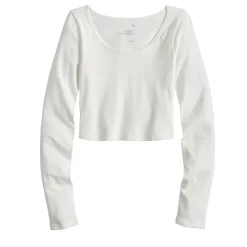 Juniors' SO® Long Sleeve Cropped Scoopneck Top -Cheap SO Store 5023598 ALT5