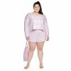 Juniors' Plus Size SO® Boxy Long Sleeve Pajama Top & Pajama Shorts Set -Cheap SO Store 5044485 Purple Sleep All Day