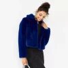 Juniors' SO® Faux Fur Collar Cropped Jacket -Cheap SO Store 5134058 Cobalt Blue