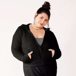 Juniors' Plus Size SO® Cozy Zip Hoodie -Cheap SO Store 5156039 Black Luxe