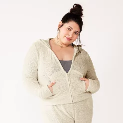Juniors' Plus Size SO® Cozy Zip Hoodie -Cheap SO Store 5156039 Mocha Froth