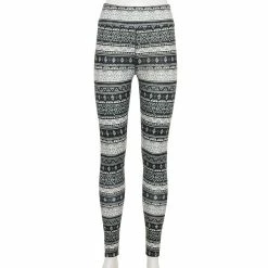 Juniors' SO® Cozy Leggings -Cheap SO Store 5176296 Black White Geo