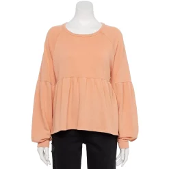 Juniors' SO® Long Sleeve Peplum Top -Cheap SO Store 5182200 Blush Rush