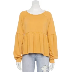 Juniors' SO® Long Sleeve Peplum Top -Cheap SO Store 5182200 Golden Ticket