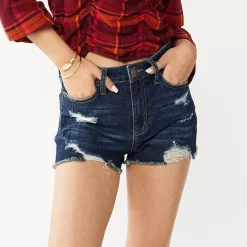 Juniors' SO® High-Rise Shortie Shorts -Cheap SO Store 5204497 Dark Destructed