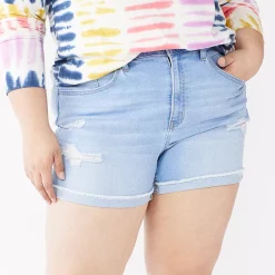 Juniors' Plus Size SO® High Rise Midi Shorts -Cheap SO Store 5211026 Light Destructed