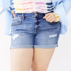 Juniors' Plus Size SO® Low-Rise Midi Shorts