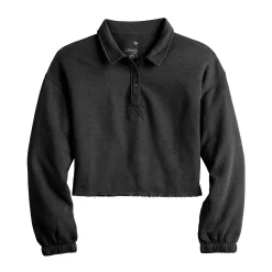 Juniors' SO® Long Sleeve Fleece Polo -Cheap SO Store 5212309 ALT5