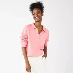 Juniors' SO® Long Sleeve Fleece Polo -Cheap SO Store 5212309 Mission