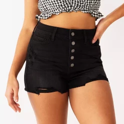 Juniors' SO® Super High Rise Curvy Shortie Shorts 12 Juniors' SO® Super High Rise Curvy Shortie Shorts -Cheap SO Store 5220671 Black Destructed