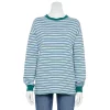 Juniors' SO® Long Sleeve Boyfriend Tee -Cheap SO Store 5242670 Blue Green Stripe