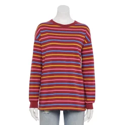 Juniors' SO® Long Sleeve Boyfriend Tee -Cheap SO Store 5242670 Red Stripe