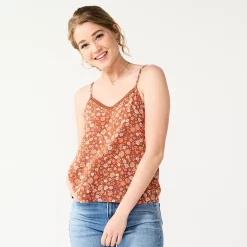 Juniors' SO® Lace Trim Cami -Cheap SO Store 5245597 Brown Flower