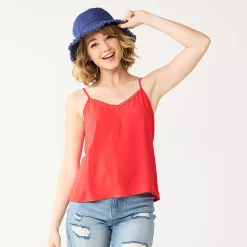 Juniors' SO® Lace Trim Cami -Cheap SO Store 5245597 Gushing Lava