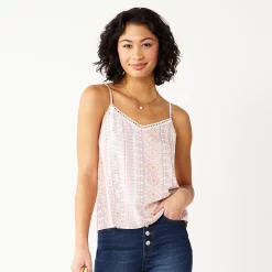 Juniors' SO® Lace Trim Cami -Cheap SO Store 5245597 Ivory Paisley