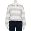 Juniors' Plus Size SO® Cropped Polo Shirt -Cheap SO Store 5254648 White Grey Stripe