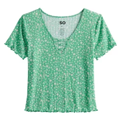Juniors' SO® Lace Up Front Tee -Cheap SO Store 5270174 ALT5