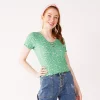 Juniors' SO® Lace Up Front Tee 1 Juniors' SO® Lace Up Front Tee -Cheap SO Store 5270174 Green Floral