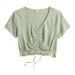 Juniors' SO® Short Sleeve Cinched Front Top 19 Juniors' SO® Short Sleeve Cinched Front Top -Cheap SO Store 5273329 ALT5