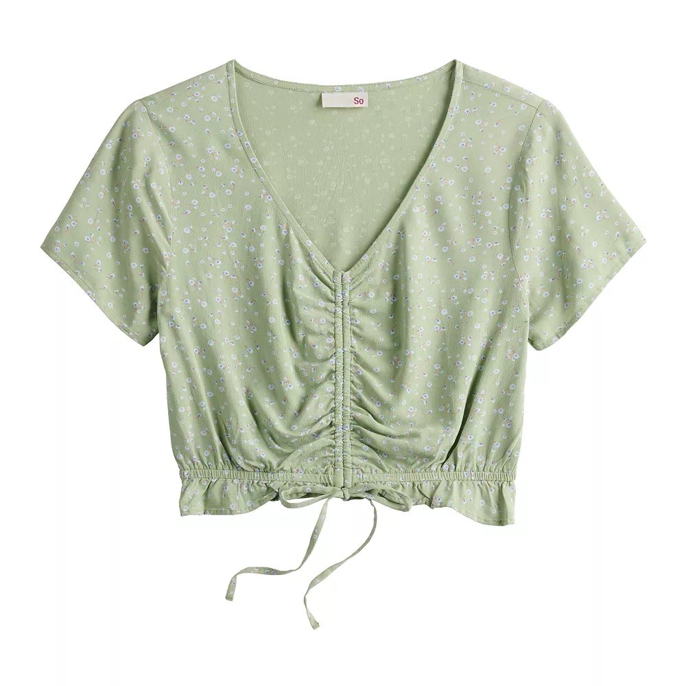 Juniors' SO® Short Sleeve Cinched Front Top 11 Juniors' SO® Short Sleeve Cinched Front Top - Image 9