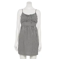 Juniors' SO® Tie Front Fit And Flare Mini Dress -Cheap SO Store 5341980 Black Plaid