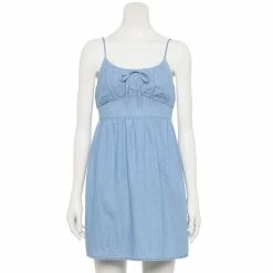 Juniors' SO® Tie Front Fit And Flare Mini Dress -Cheap SO Store 5341980 Chambray