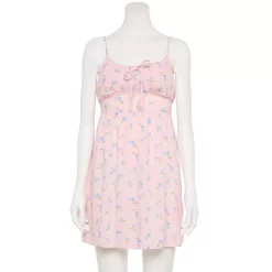 Juniors' SO® Tie Front Fit And Flare Mini Dress -Cheap SO Store 5341980 Pink Floral