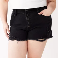 Juniors' Plus Size SO® High Rise Mom Shorts -Cheap SO Store 5354792 Black