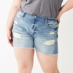 Juniors' Plus Size SO® High Rise Mom Shorts -Cheap SO Store 5354792 Light Destruction
