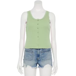 Juniors' SO® Lace Trim Button Front Tank Top -Cheap SO Store 5473650 Adrian Mint