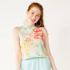 Juniors' SO® Muscle Tank -Cheap SO Store 5474332 Peach Multi Dye