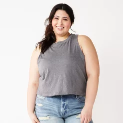 Juniors' Plus Size SO® Muscle Tank -Cheap SO Store 5474344 Gray Haze
