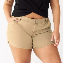 Juniors' Plus Size SO® Solid Chino Midi Shorts -Cheap SO Store 5509089 Warren Khaki