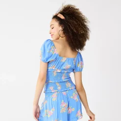 Juniors' SO® Smocked Ruffled Edge Top -Cheap SO Store 5510487 ALT