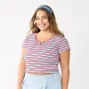 Juniors' Plus Size SO® Lace-Up Tee 2 Juniors' Plus Size SO® Lace-Up Tee -Cheap SO Store 5510588 Red Blue Multi Stripe