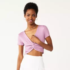 Juniors' SO® Short Sleeve Twist Tee -Cheap SO Store 5512994 Evelyn Purple