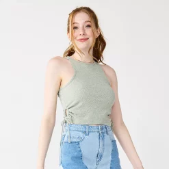 Juniors' SO® Side Keyhole Racerback Tank Top -Cheap SO Store 5513613 Malou Green