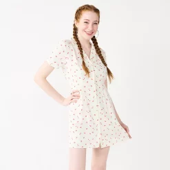 Juniors' SO® Collared Button Front Shirtdress