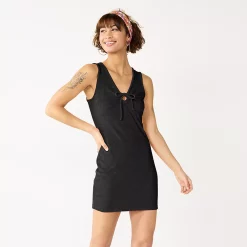 Juniors' SO® Cinched Keyhole Terry Cloth Bodycon Mini Dress -Cheap SO Store 5517552 Black Luxe