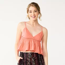 Juniors' SO® Cropped Tiered Cami -Cheap SO Store 5518327 Coral Medley