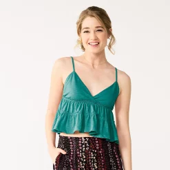 Juniors' SO® Cropped Tiered Cami -Cheap SO Store 5518327 Dynasty Aqua