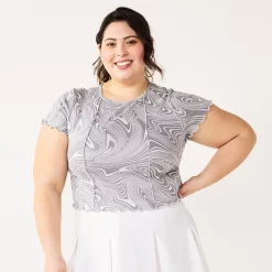 Juniors' SO® Short Sleeve Seamed Tee -Cheap SO Store 5519543 Gray Marble