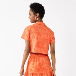 Juniors' SO® Floral Terry Camp Shirt -Cheap SO Store 5521554 ALT