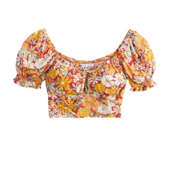 Juniors' SO® Cropped Floral Puff Sleeve Top -Cheap SO Store 5521560 ALT5