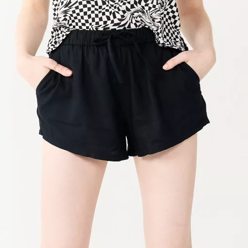 Juniors' SO® Drawstring Shorts -Cheap SO Store 5522412 Black Luxe