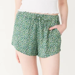 Juniors' SO® Drawstring Shorts -Cheap SO Store 5522412 Green Floral