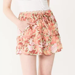 Juniors' SO® Tie-Front Ruffled Tiered Short