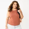 Juniors' Plus Size SO® High Neck Ribbed Tank Top -Cheap SO Store 5524345 Cinnamon Coffee